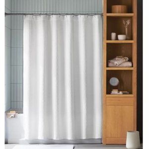 Haven Diamond Pattern Shower Curtain White Soft Texture 100% Cotton